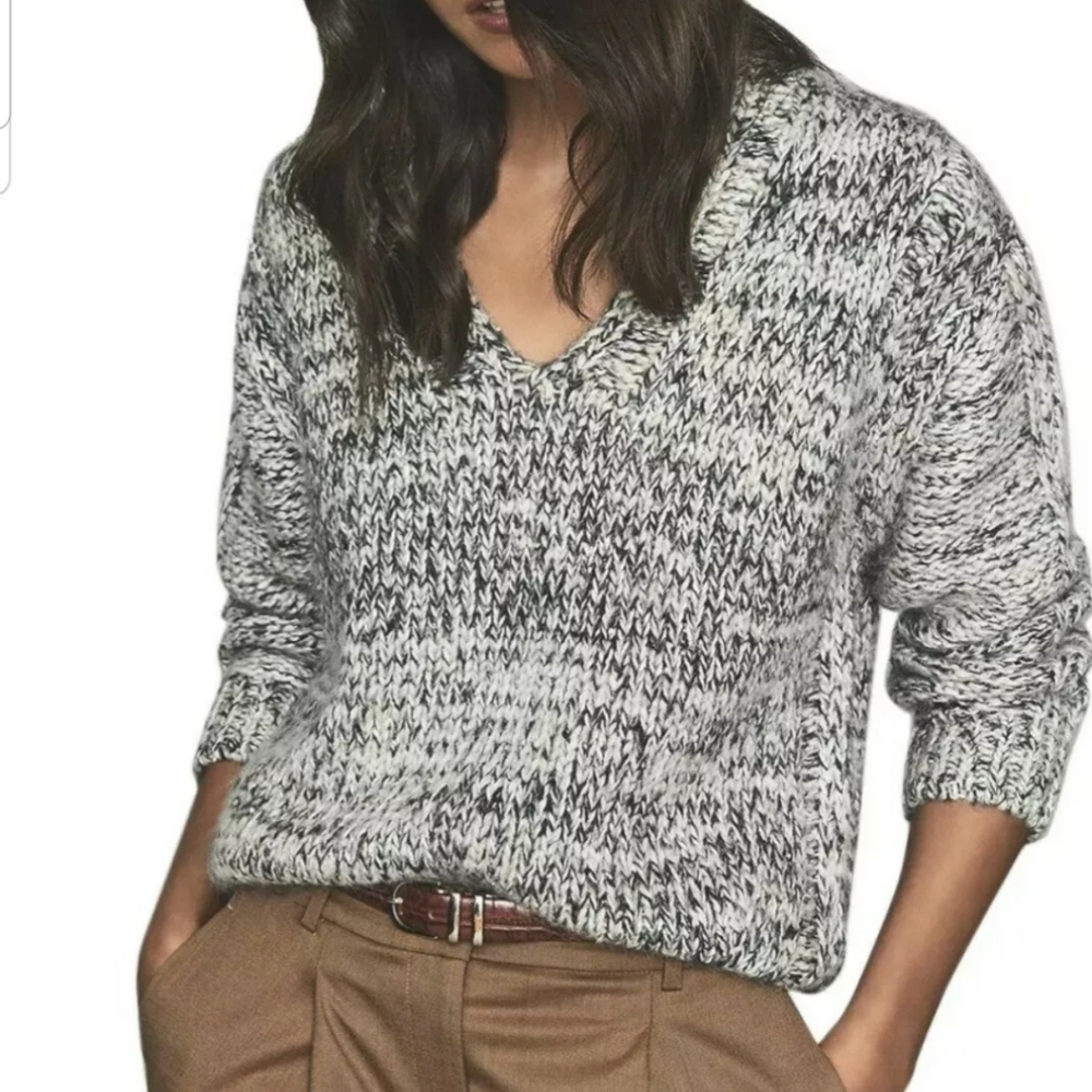 Reiss Flo V neck Sweater Wool blend Large